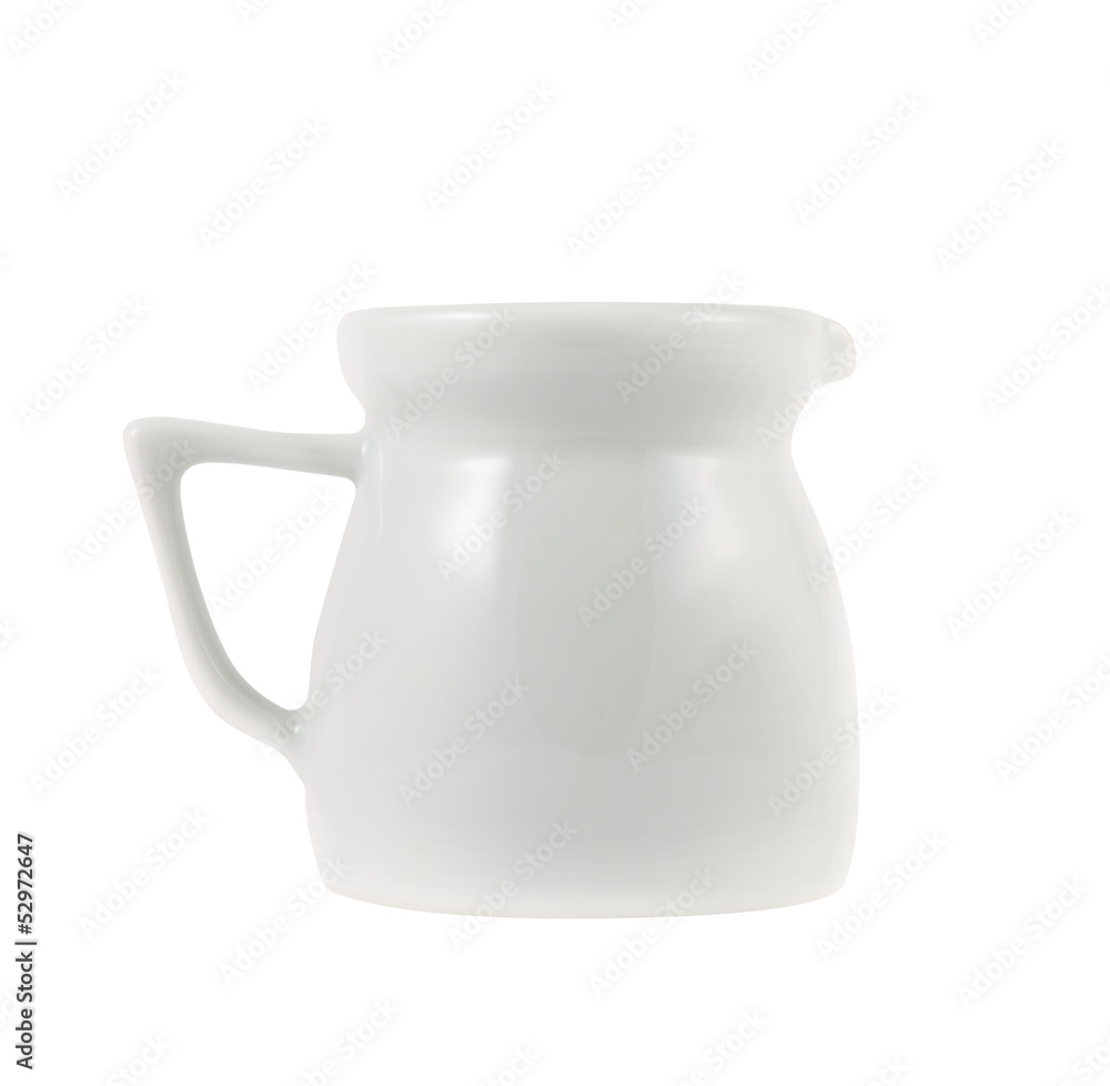Obraz Mleka dzban biały ceramiczny ewer na białym tle