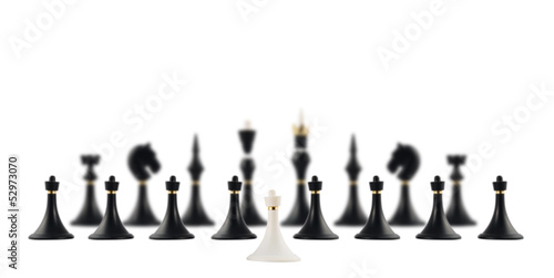 White chess pawn opposite to black ones