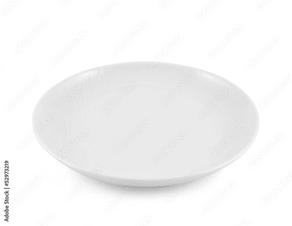Empty ceramic white plate isolated Empty ceramic white plate isolated