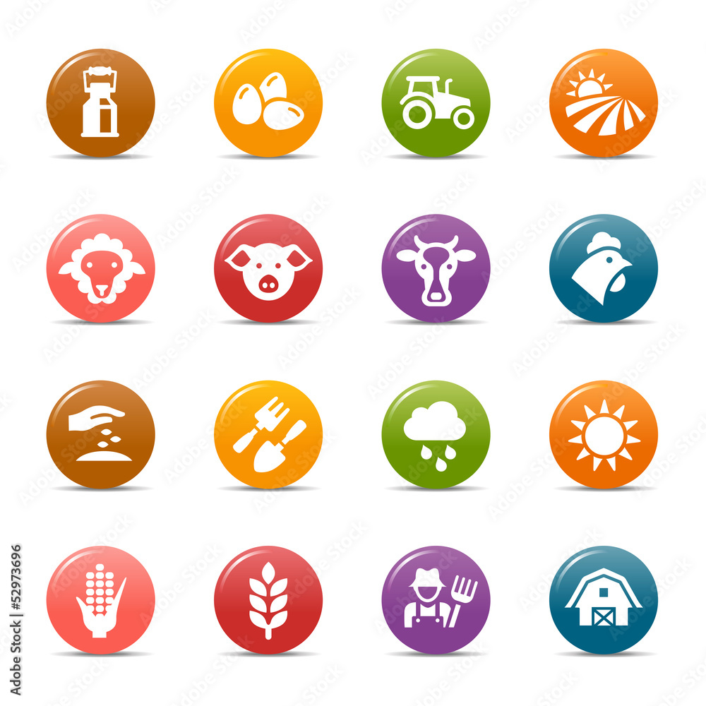 Colored Dots - Agriculture and Farming icons Colored Dots - Agriculture and Farming icons