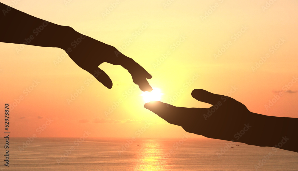 hands and sunset