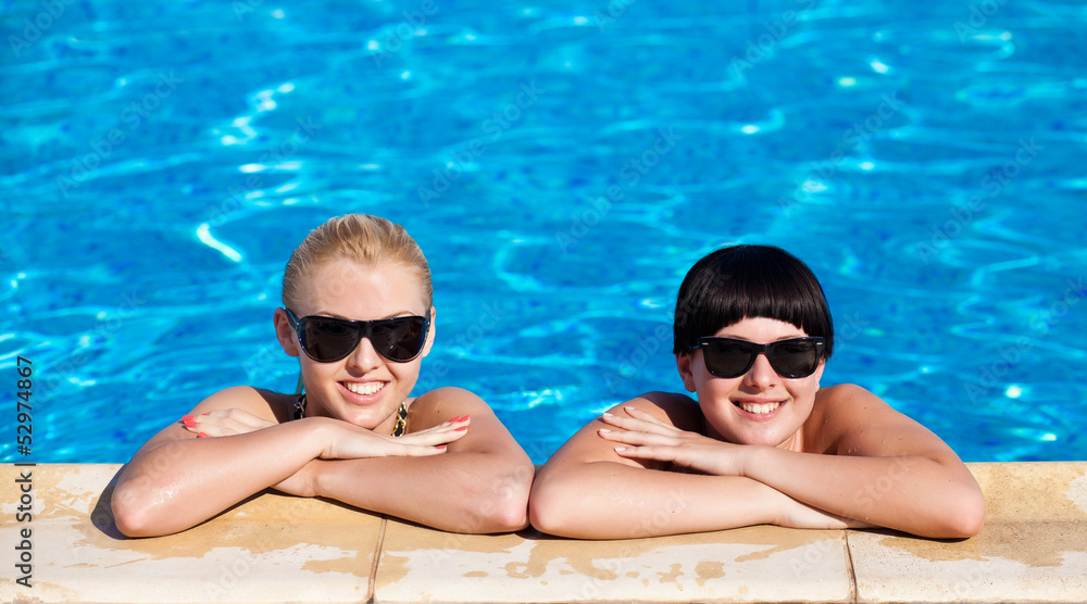 beautiful females model posing by the pool beautiful females model posing by the pool