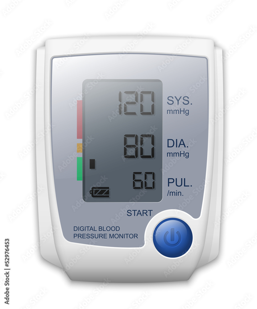 Digital blood pressure monitor front view, vector illustration Stock ...