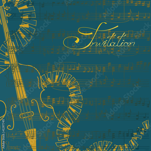 Music invitation with contrabass and keyboards