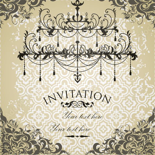 Vintage invitation on grungy paper for design