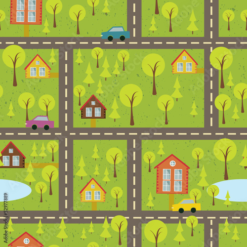 colourful seamless pattern with streets and roads 2