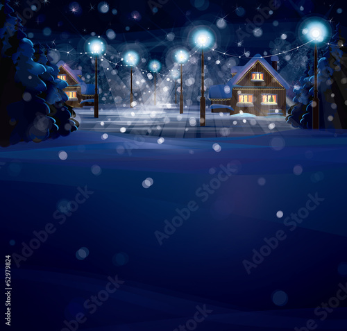 Vector of winter landscape. Merry Christmas!