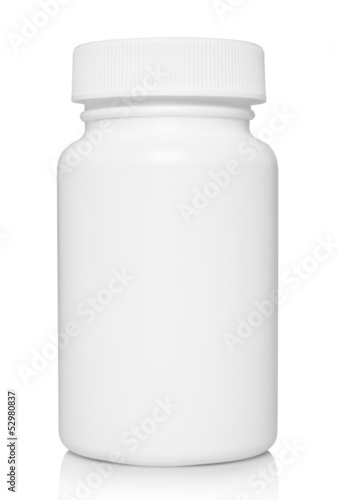 White medical container on white background .