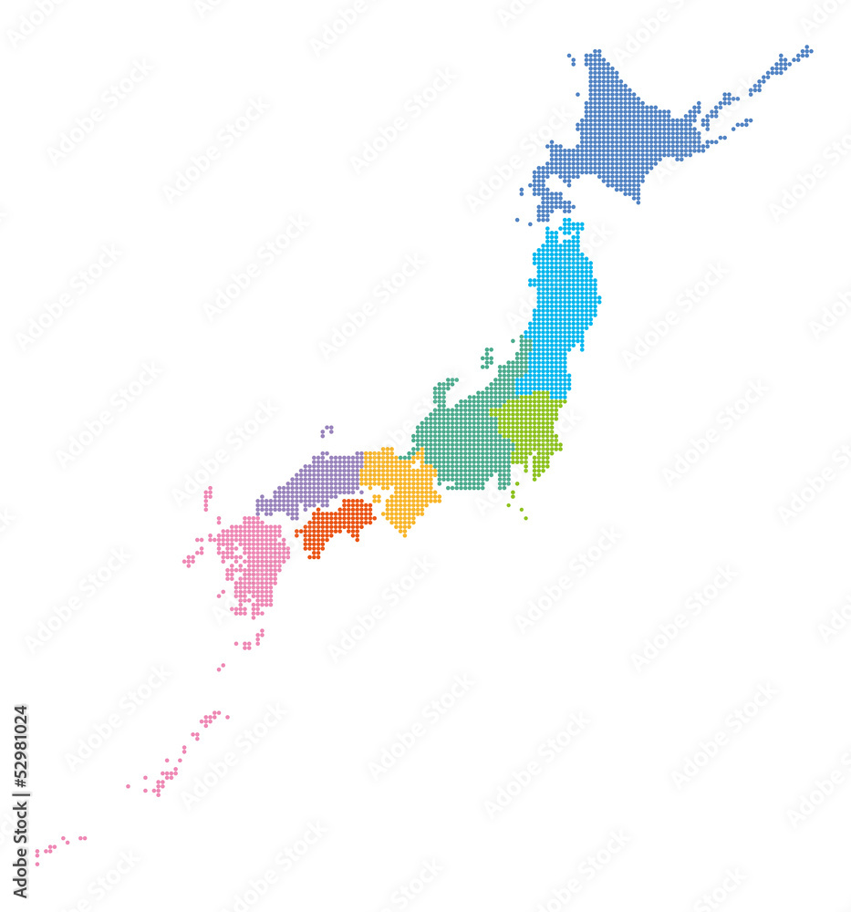 ドットの都道府県別日本地図 Stock イラスト Adobe Stock