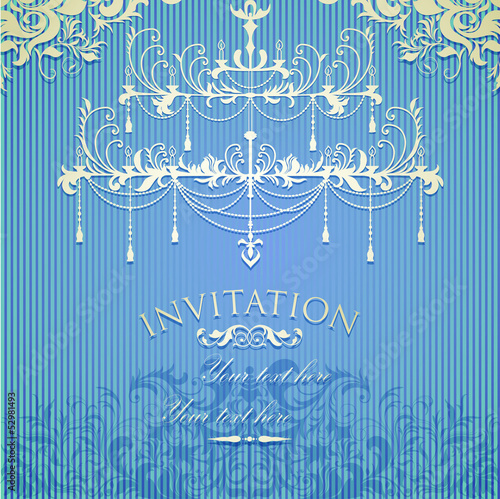 Vintage invitation on grungy paper for design