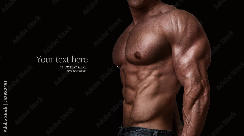 Muscular and sexy torso of young man - obrazy, fototapety, plakaty 