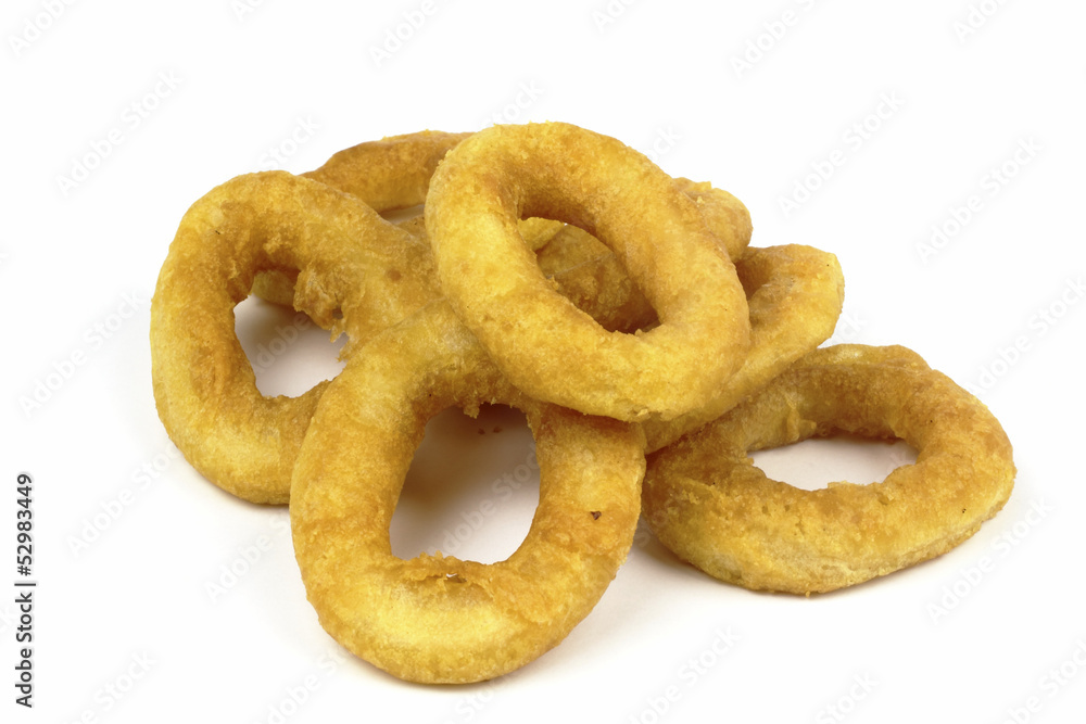 fried squid ring on the white backg fried squid ring on the white backg