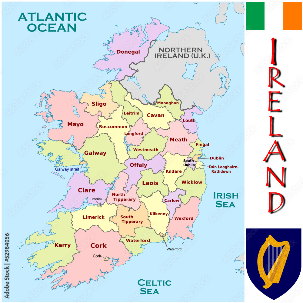 Ireland Europe emblem map symbol administrative divisions