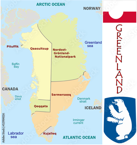 Greenland America emblem map symbol administrative divisions