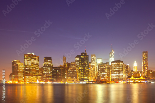 New York City  USA colorful night skyline panorama
