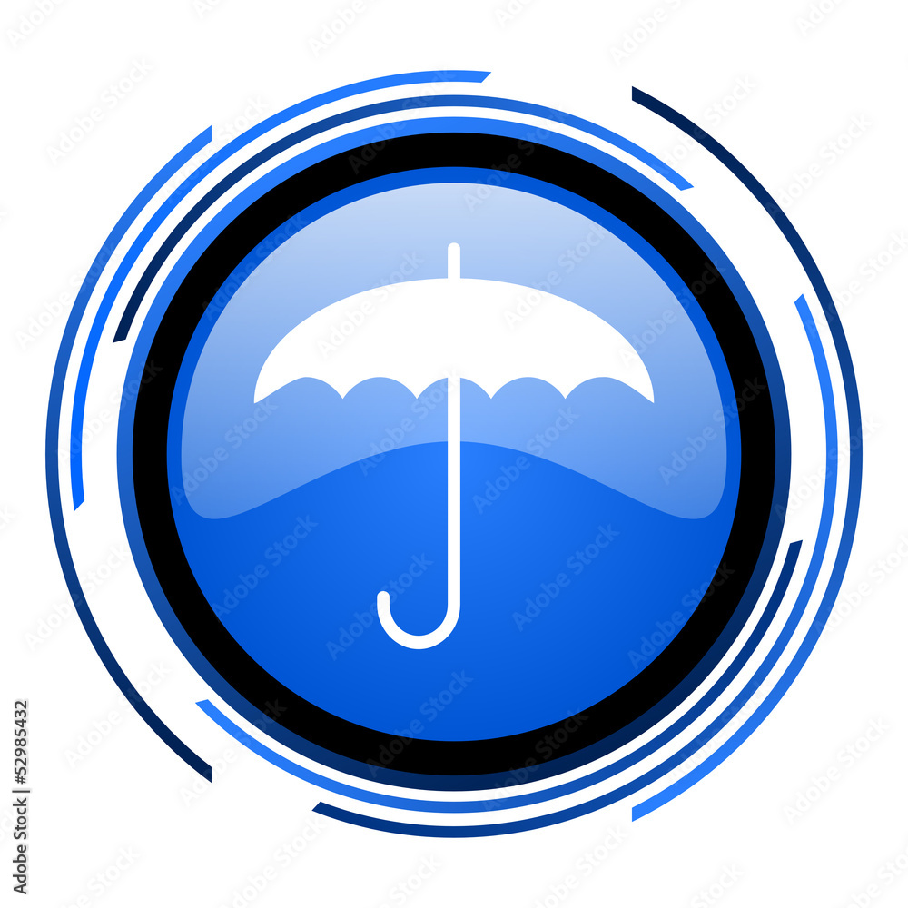 umbrella circle blue glossy icon