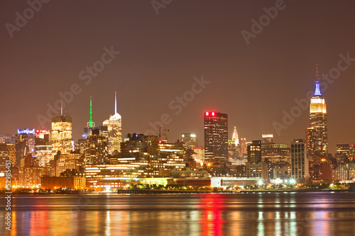 New York City  USA colorful night skyline panorama