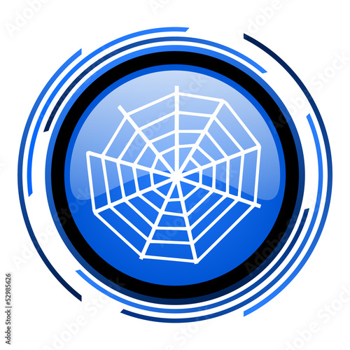 spider web circle blue glossy icon