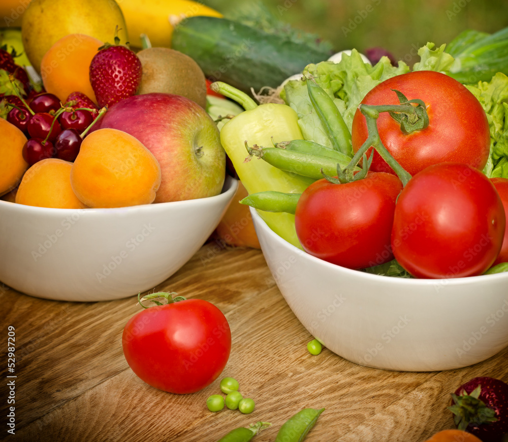 Fresh fruits and vegetables - raw food (organic food) Fresh fruits and vegetables - raw food (organic food)