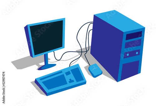 desktop computer vector image