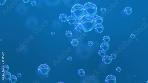 Moving bubbles in blue water background, HD 1080p, loop.