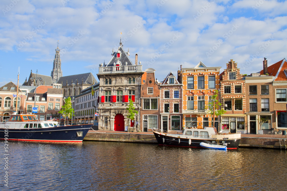 historical houses in old Haarlem, Holland