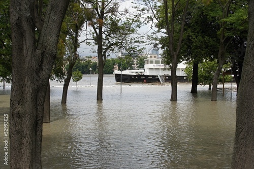 Extraordinary flood, on Danube river in Bratislava, Slovakia