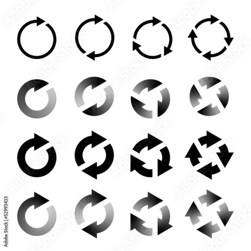 Rotating Arrows Set. Refresh, Reload, Recycle Sign. Vector Illus