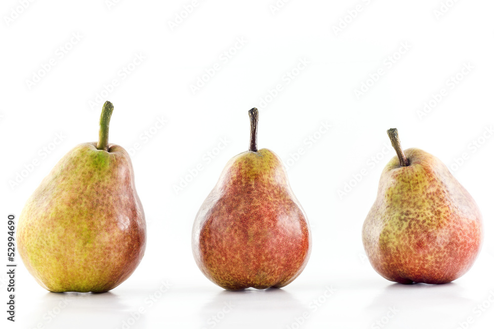 Collection of three pears on a white background Collection of three pears on a white background