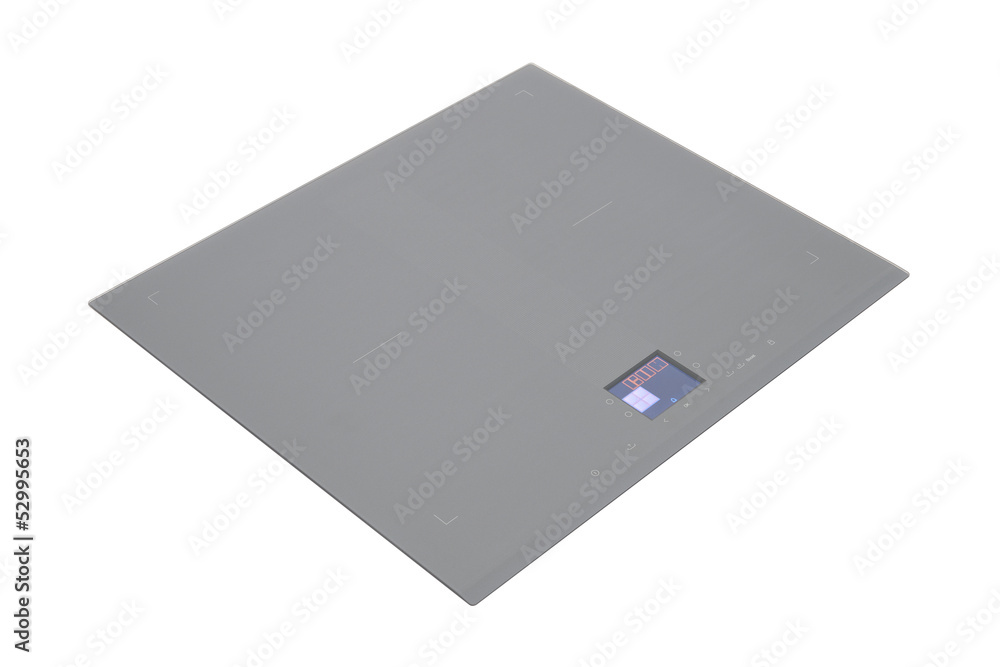 Grey glass induction hob isolated on white with clipping path Grey glass induction hob isolated on white with clipping path