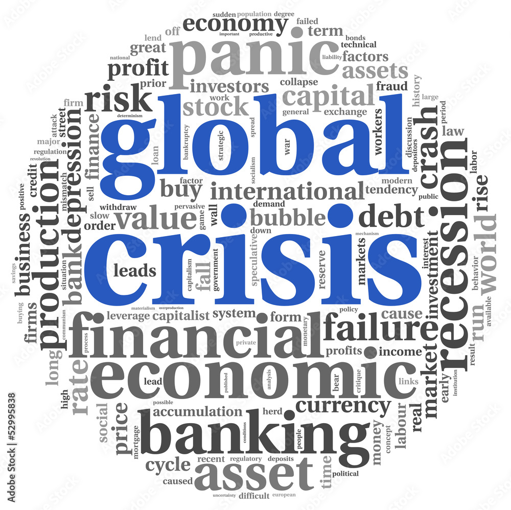 Global crisis concept on white Global crisis concept on white