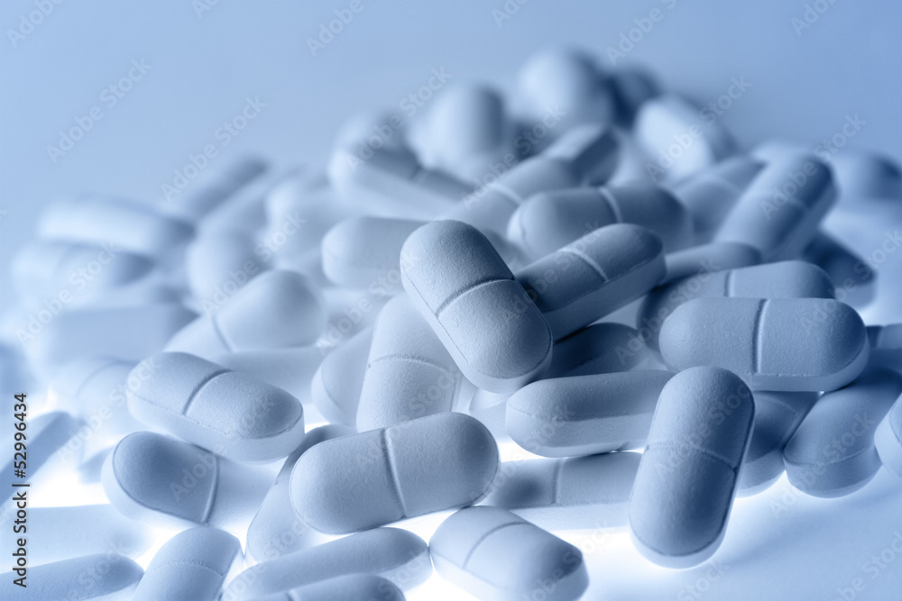 Close-up of blue capsules pills Close-up of blue capsules pills