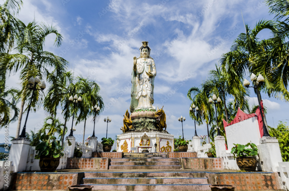 Statue of the Buddhist goddess of mercy a monastery in Thailand