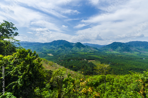 Mountains and plains in the southern provinces of Thailand