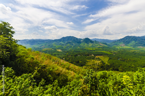 View of the southern provinces of Thailand. fields and mountains