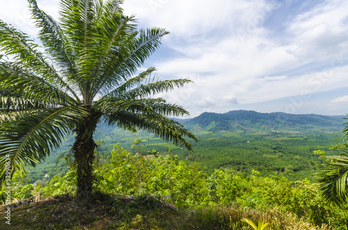 View of the mountains and plains of Southern Thailand
