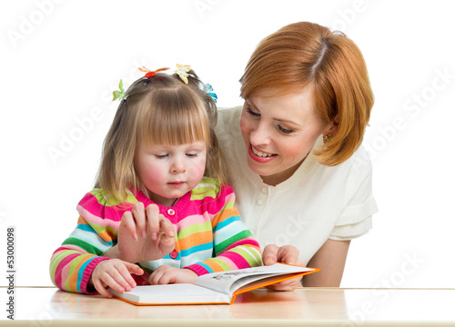 mother teaches to read a bo...
