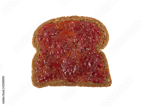 Canvas Print Slice of brown bread with jam