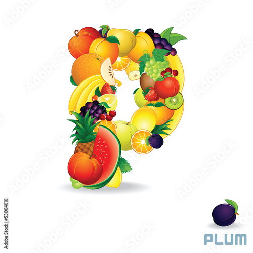 Alphabet From Fruit. Letter P