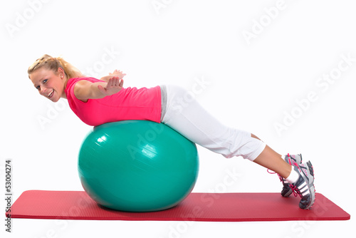 Frau mit Gymnastikball photo