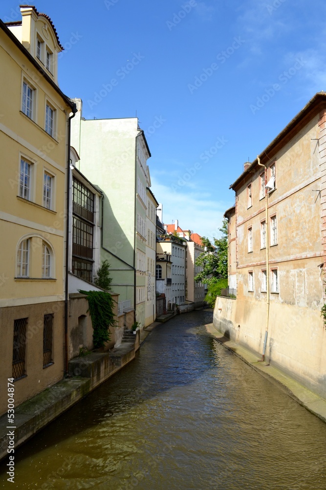 Stream in Prague with houses
