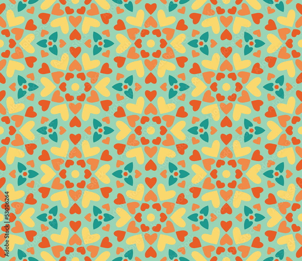 Seamless floral pattern of hearts Seamless floral pattern of hearts