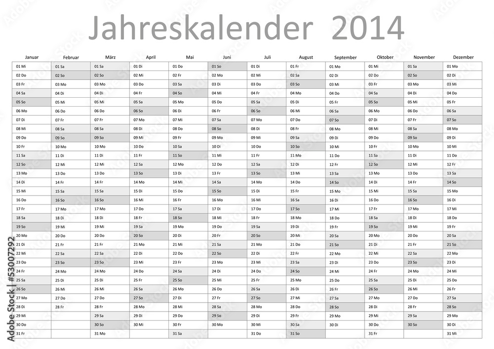 Kalender 2014 Jahresplaner Jahreskalender Wandkalender grau - obrazy, fototapety, plakaty 