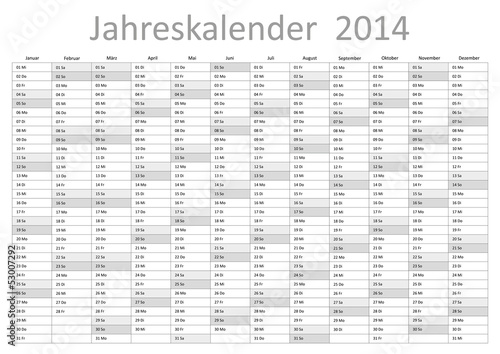 Kalender 2014 Jahresplaner Jahreskalender Wandkalender grau