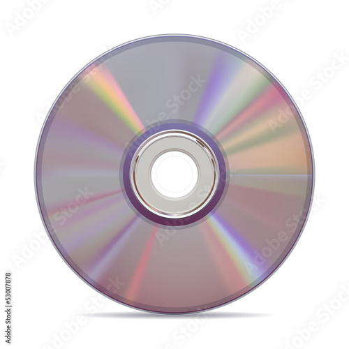Realistic compact disc on white background.