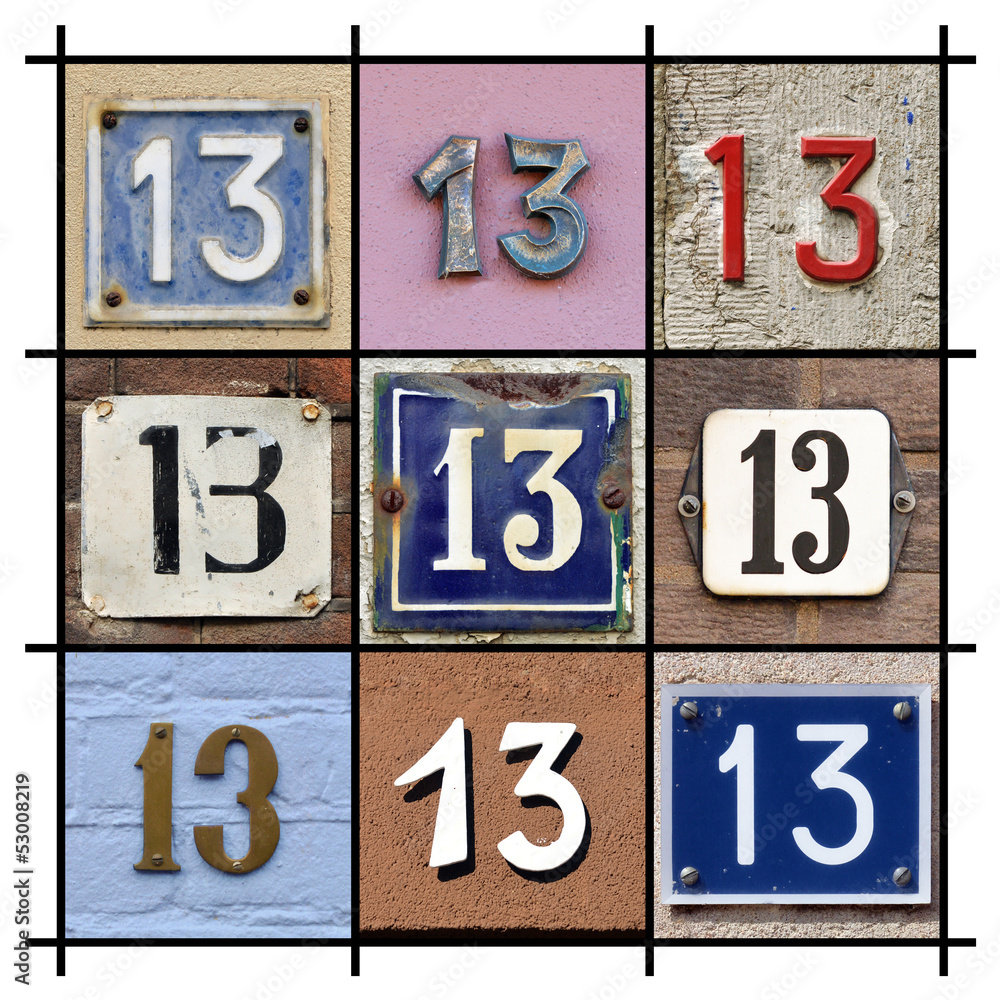 Collage of House Numbers Thirteen Collage of House Numbers Thirteen