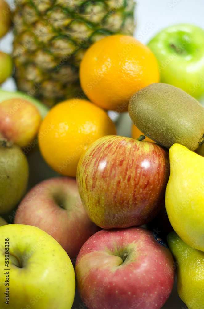 Colorful fresh fruits closeup