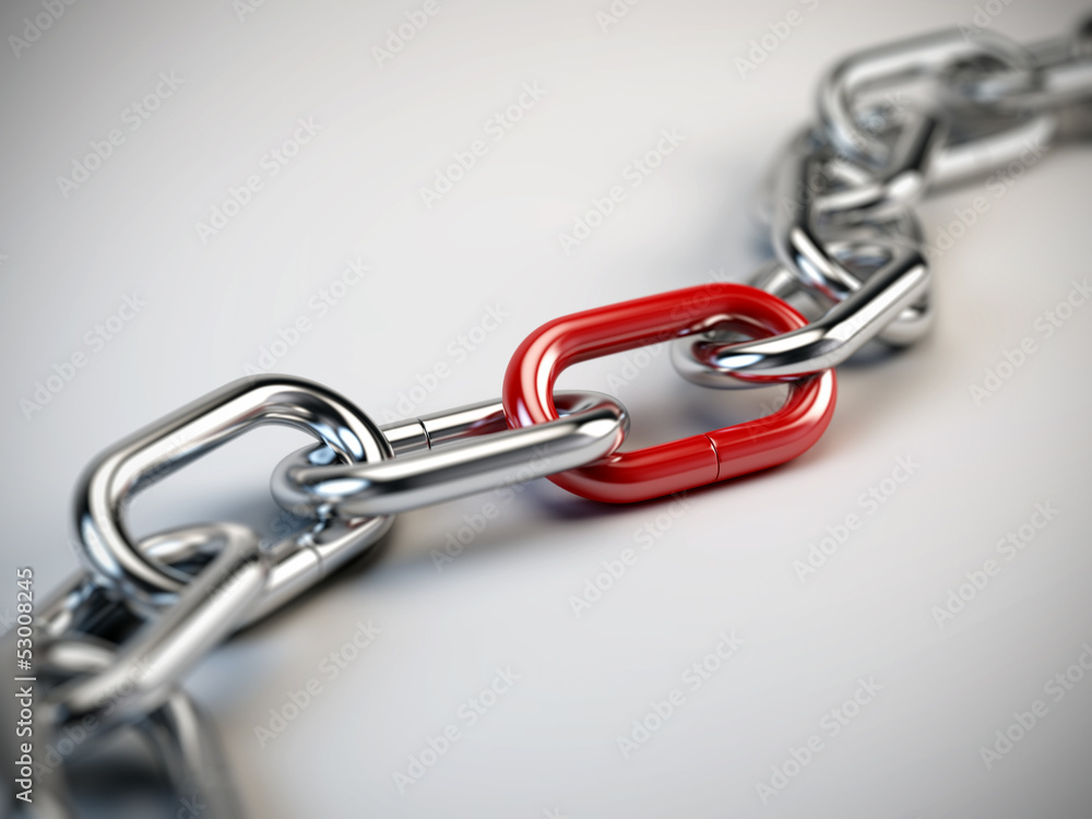 Chrome chain with a red link Chrome chain with a red link