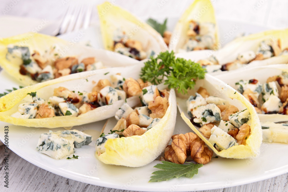 Wall Mural chicory salad with walnut, apple and roquefort
