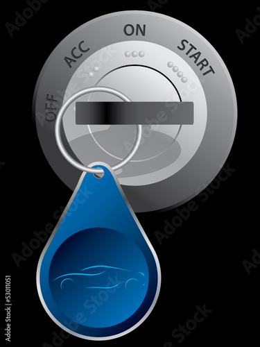 Car ignition with key and keyholder